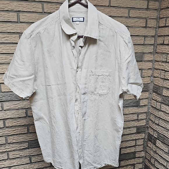 Old Navy Linen Blend Mend Shirt Sz L - Picture 1 of 7